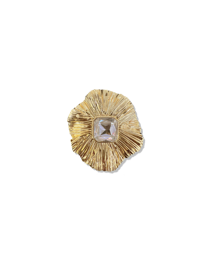 Veronica Beard Gold Floral Brooch - Gold