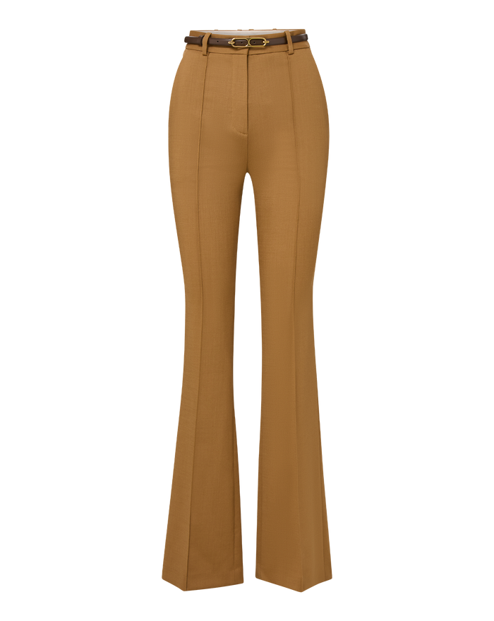 Veronica Beard Gracie Belted Flare Pant - Dark Acorn