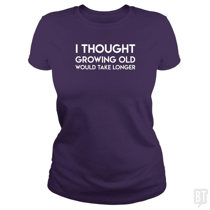SunFrog-Busted SuperPizzaAwesome2000 Classic Ladies Tee / Purple / S Growing Old