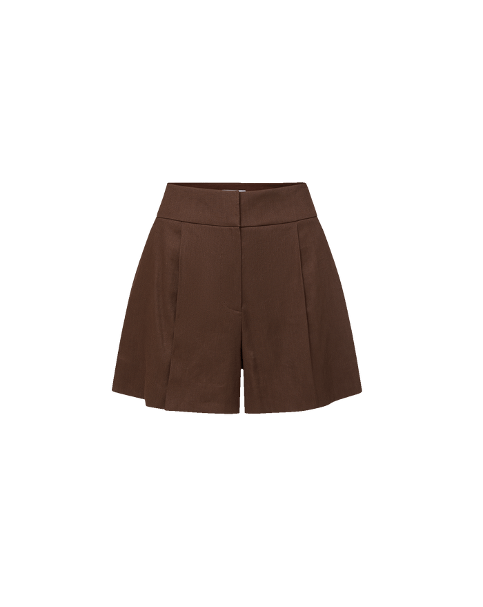 Veronica Beard Haina Pleated Short - Dark Mocha