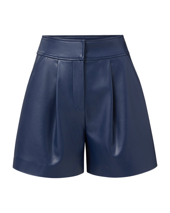 Veronica Beard Haina Vegan Leather Short - Dark Slate