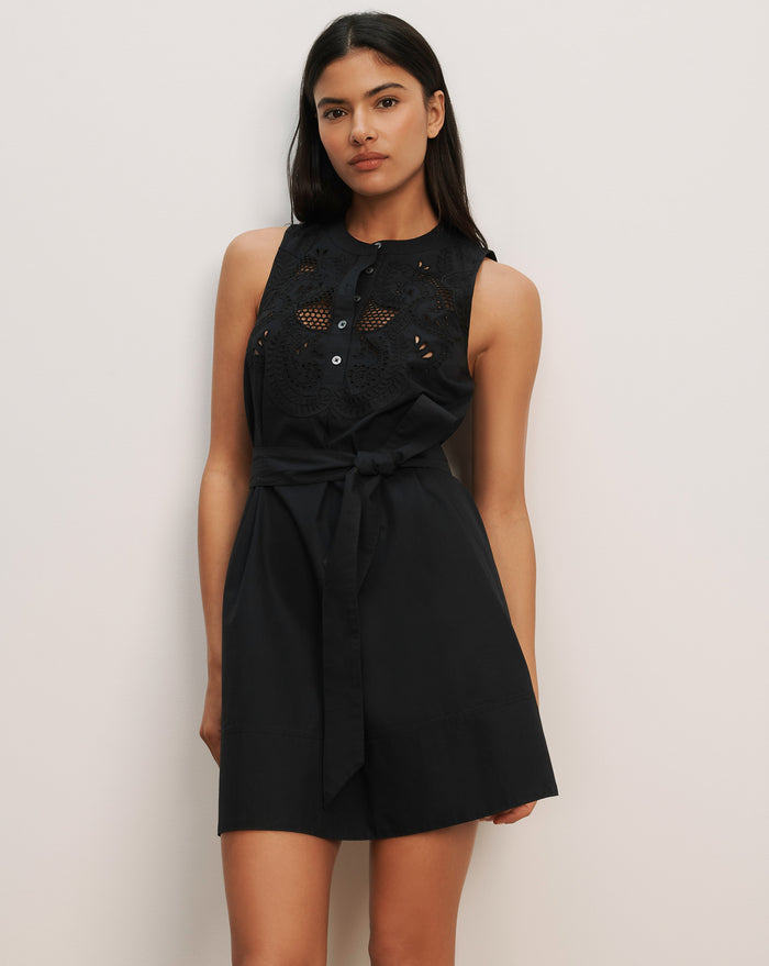 Veronica Beard Haleem Eyelet Mini Dress - Black