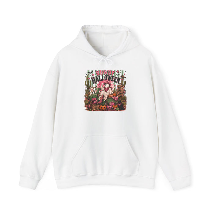 Halloween Garden Hoodie — Spooky Pumpkin & Skeletons Autumn Sweatshirt