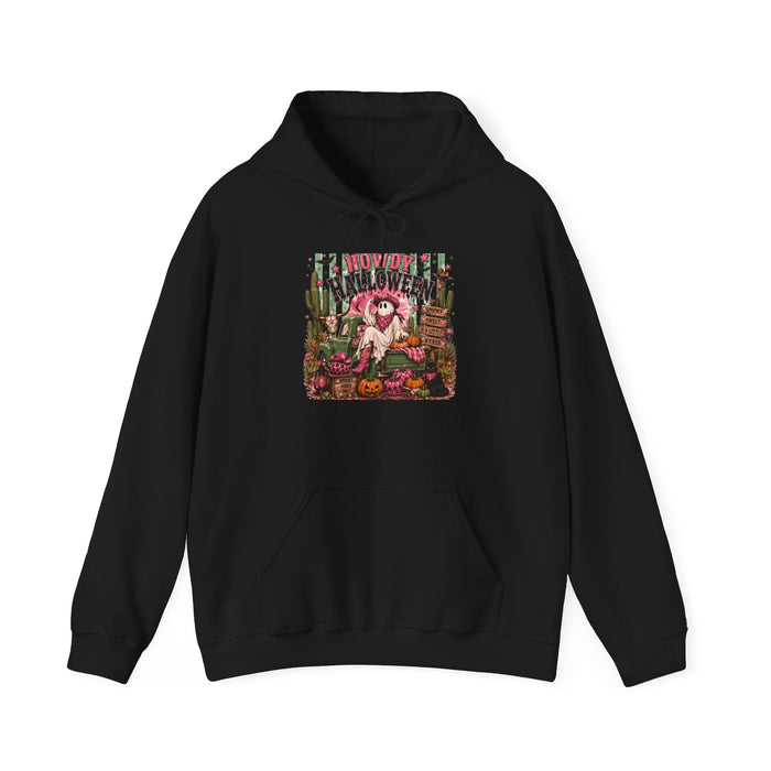 Halloween Garden Hoodie — Spooky Pumpkin & Skeletons Autumn Sweatshirt