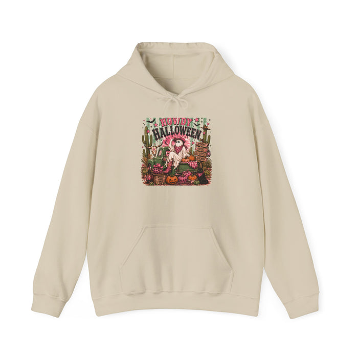 Halloween Garden Hoodie — Spooky Pumpkin & Skeletons Autumn Sweatshirt