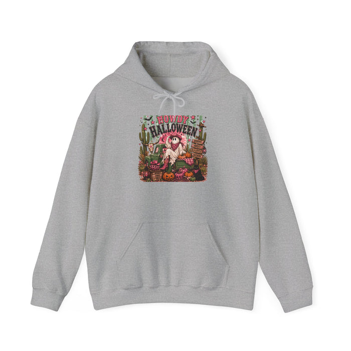 Halloween Garden Hoodie — Spooky Pumpkin & Skeletons Autumn Sweatshirt