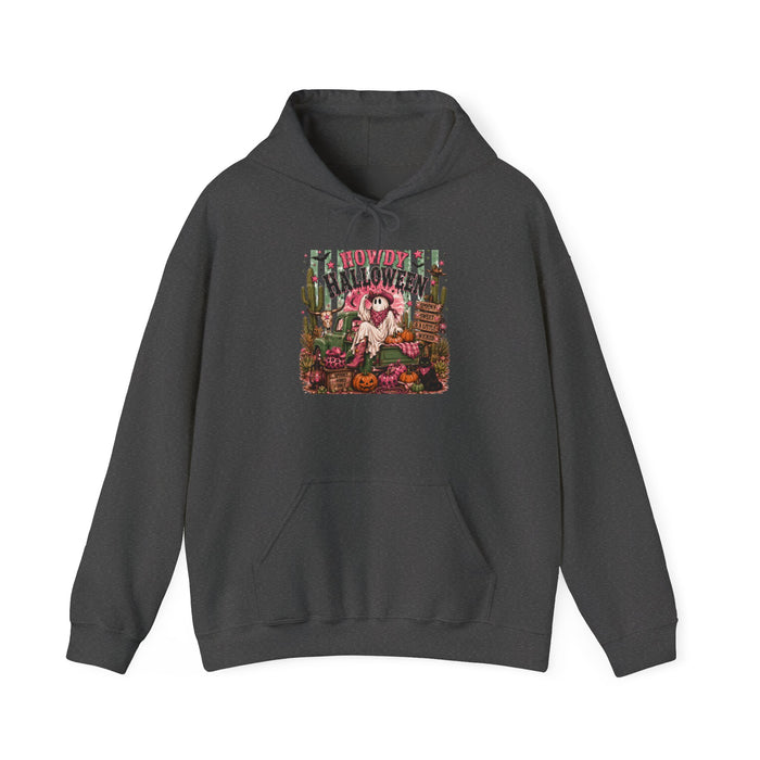 Halloween Garden Hoodie — Spooky Pumpkin & Skeletons Autumn Sweatshirt