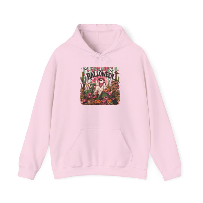 Halloween Garden Hoodie — Spooky Pumpkin & Skeletons Autumn Sweatshirt