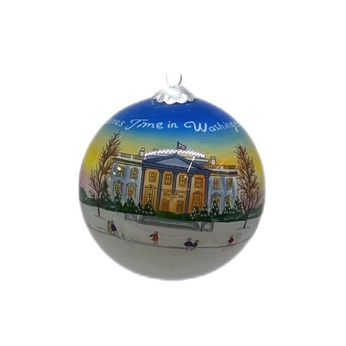 Hand Painted Christmas Washington DC Glass Ornament