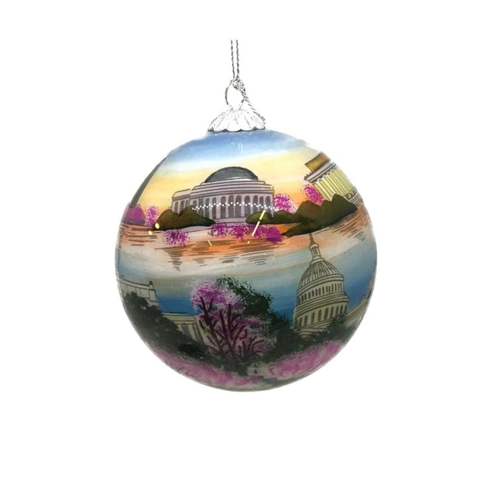Hand Painted DC Landmarks Glass Ornament