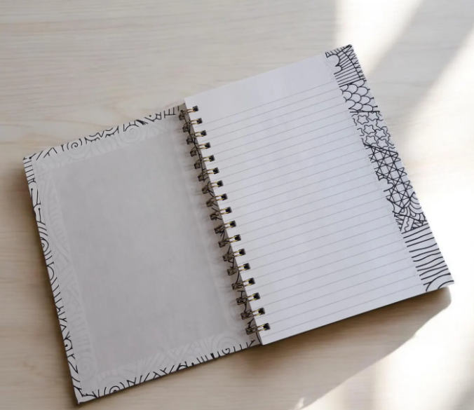 Hardcover Notebook | Lined Notes | Doodle Pages – 6.5” x 9” ADHD Doodle Pages