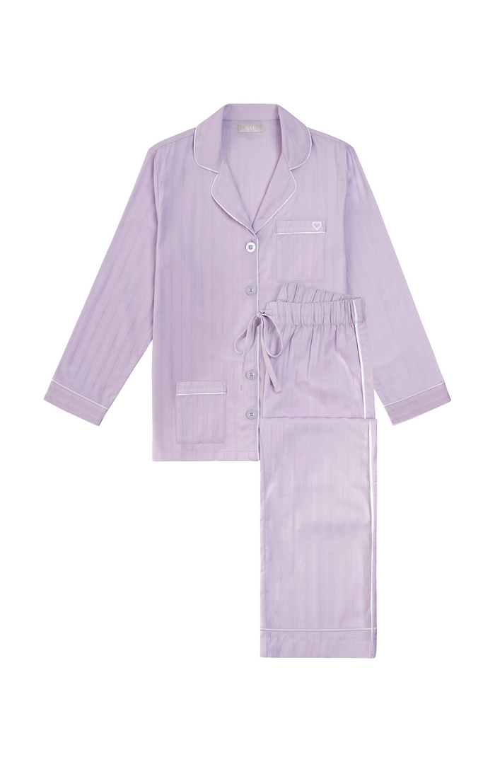 Heart Embroidery Premium Cotton Pajama Set
