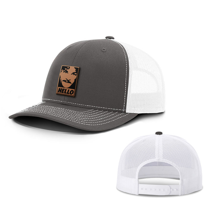 Hello Leather Patch Hats - BustedTees.com
