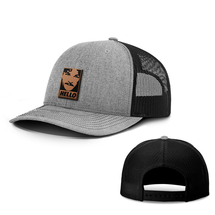 Hello Leather Patch Hats - BustedTees.com