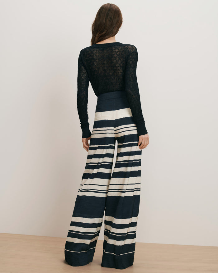 Veronica Beard Heron Crossover Waistband Pant - Navy/Dove White