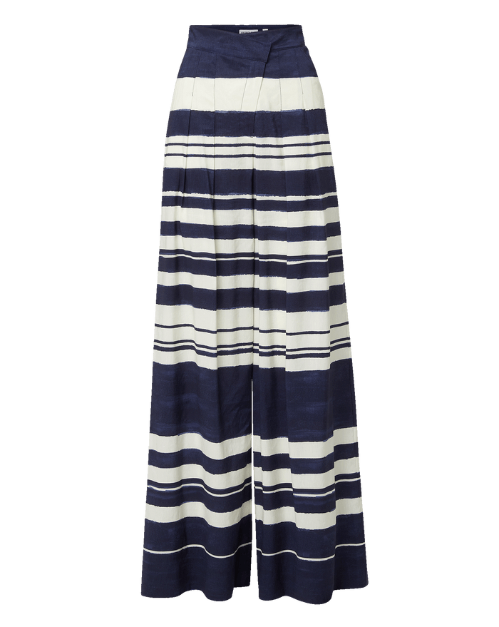 Veronica Beard Heron Crossover Waistband Pant - Navy/Dove White