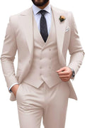 Herren Slim Fit 3-teilige Anzüge mit Spitzrevers