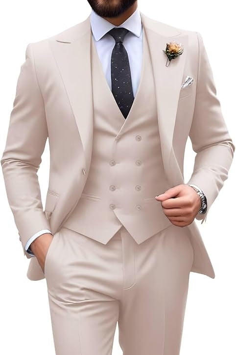 Herren Slim Fit 3-teilige Anzüge mit Spitzrevers