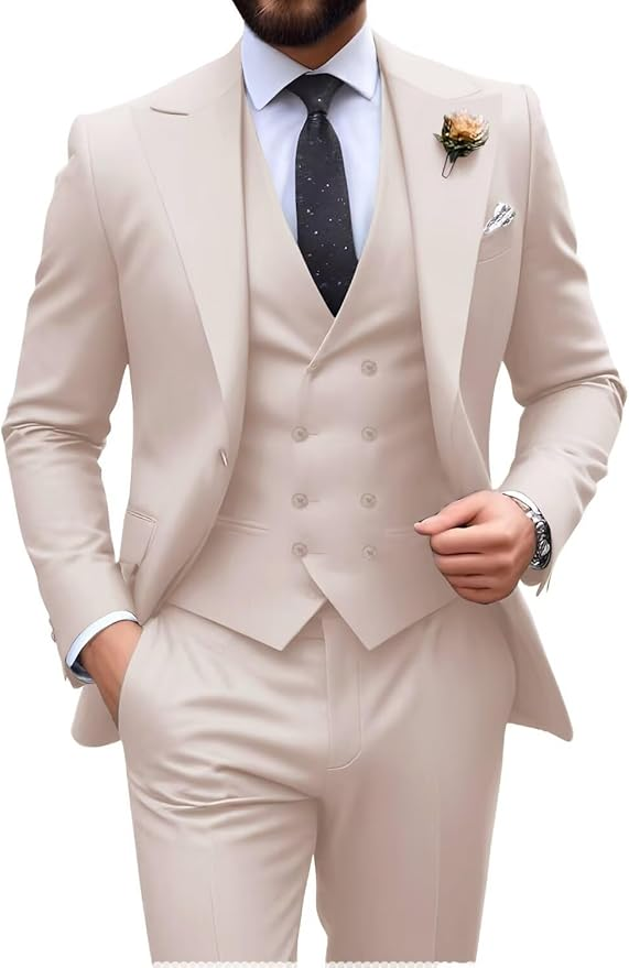 Herren Slim Fit 3-teilige Anzüge mit Spitzrevers
