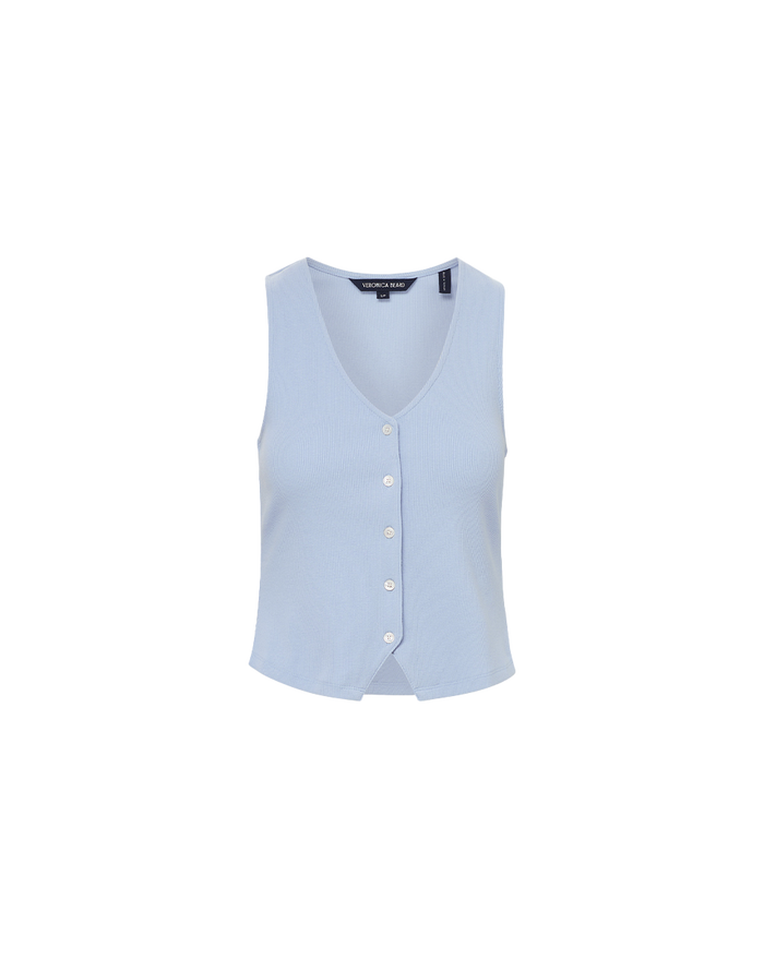 Veronica Beard Hoorne Button-Down Tank Top - Bluebell