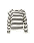 Veronica Beard Hovey Embroidered Stripe Top Dove/Navy Stripe