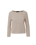 Veronica Beard Hovey Striped Top - Dove White/Raisin