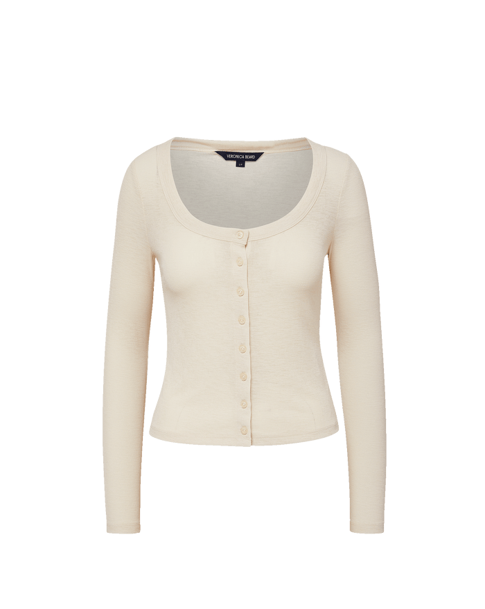 Veronica Beard Hyland Button-Down T-Shirt - Ecru