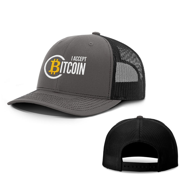I Accept Bitcoin Hats - BustedTees.com