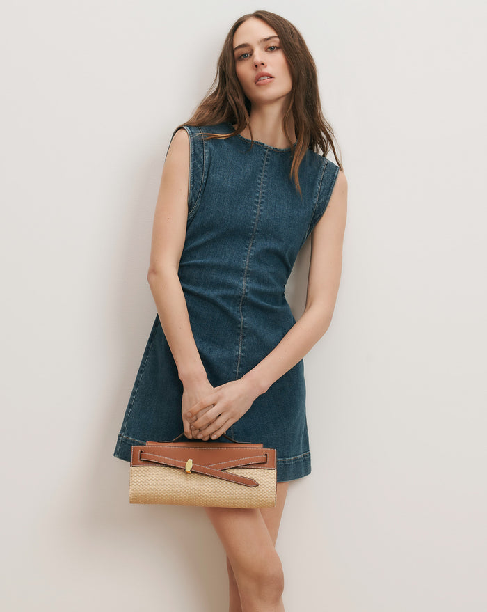 Veronica Beard Imara Denim Mini Dress - Dark Bright Blue