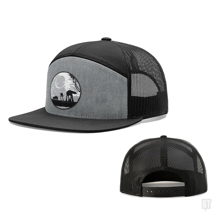 Seven-Panel Trucker Flatbill / Heather and Black / One Size