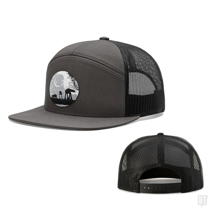 Seven-Panel Trucker Flatbill / Charcoal and Black / One Size