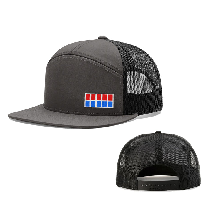 Seven-Panel Trucker Flatbill / Charcoal and Black / One Size