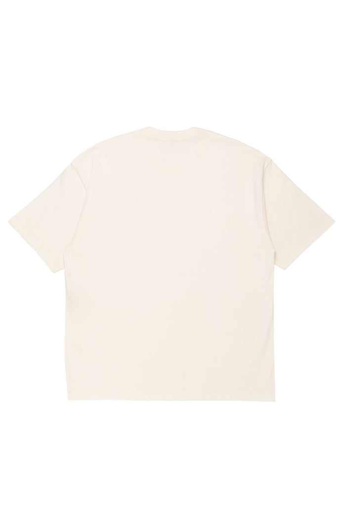 Jhoselyn T-Shirt in cream with embroidered paradise scene on front, back view showing short sleeves and relaxed fit