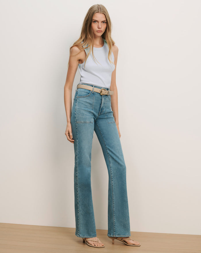 Veronica Beard Jordyn Cropped Tank Top - River Mist
