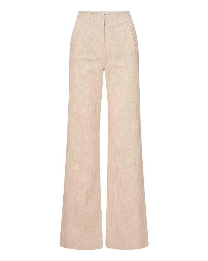 Veronica Beard Jude Metallic Pinstripe Pant - Natural/Gold
