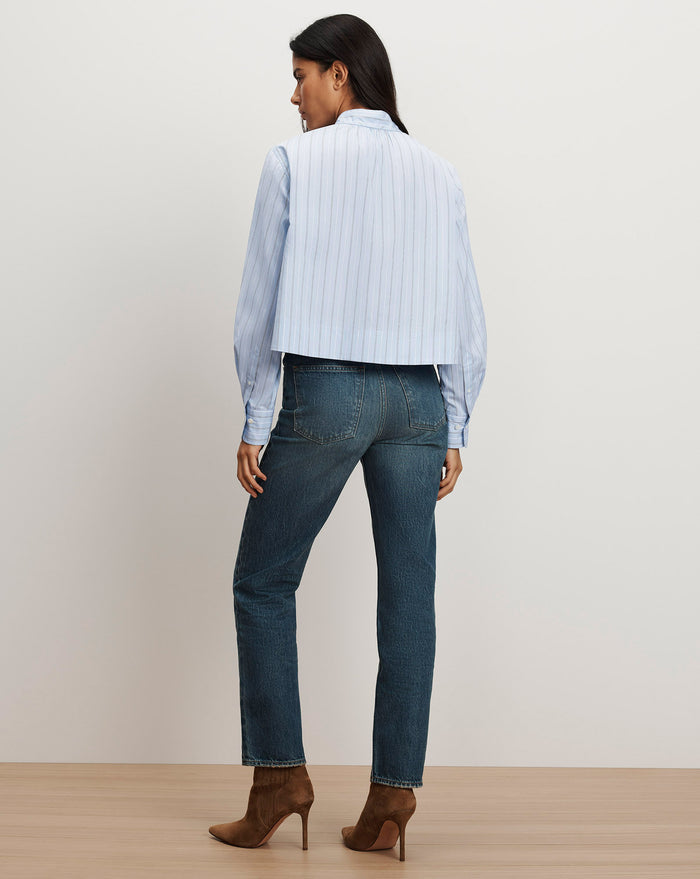 Veronica Beard Kaits Striped Blouse - Ice Blue Multi