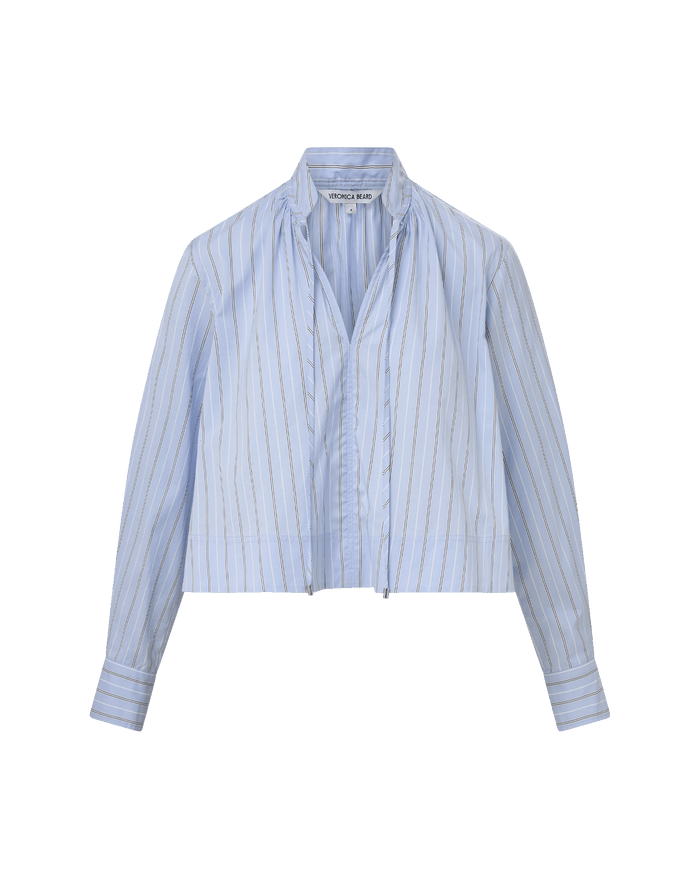 Veronica Beard Kaits Striped Blouse - Ice Blue Multi