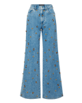 Veronica Beard Kasey Embellished Wide-Leg Jean - Silver Dust