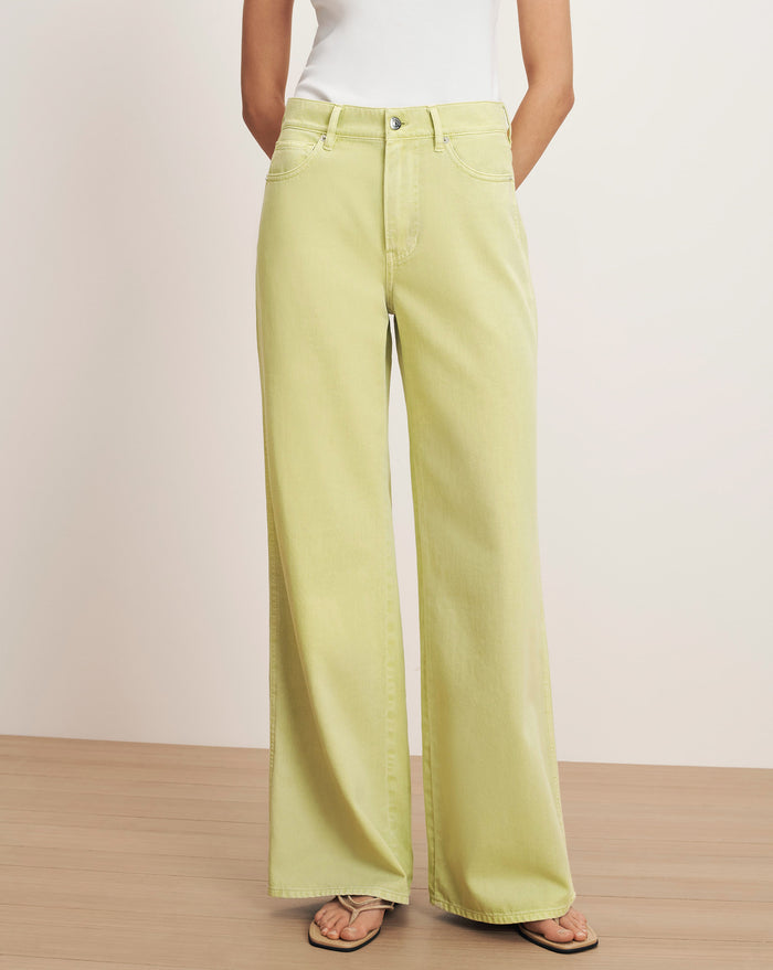 Veronica Beard Kasey Wide-Leg Jean - Pistachio