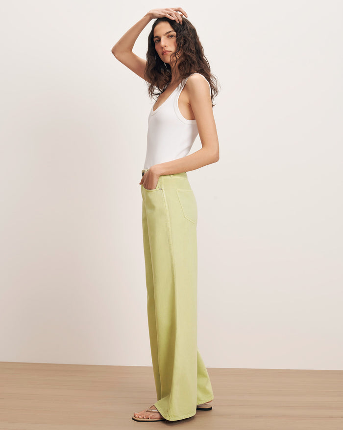 Veronica Beard Kasey Wide-Leg Jean - Pistachio