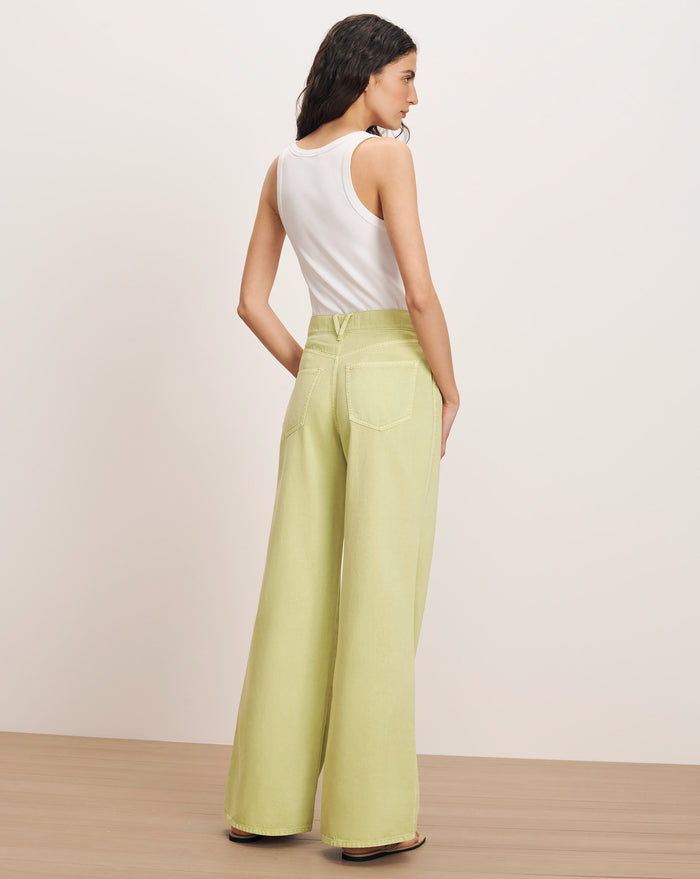 Veronica Beard Kasey Wide-Leg Jean - Pistachio