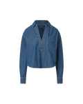 Veronica Beard Khai Denim Blouse - Bright Blue