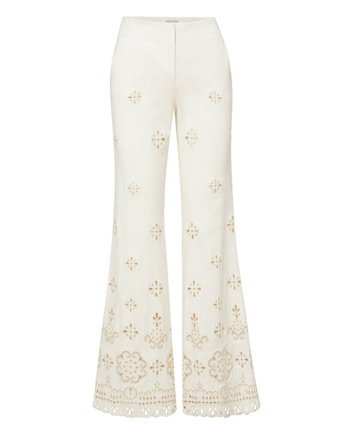 Veronica Beard Komi Eyelet Pant - Dove White