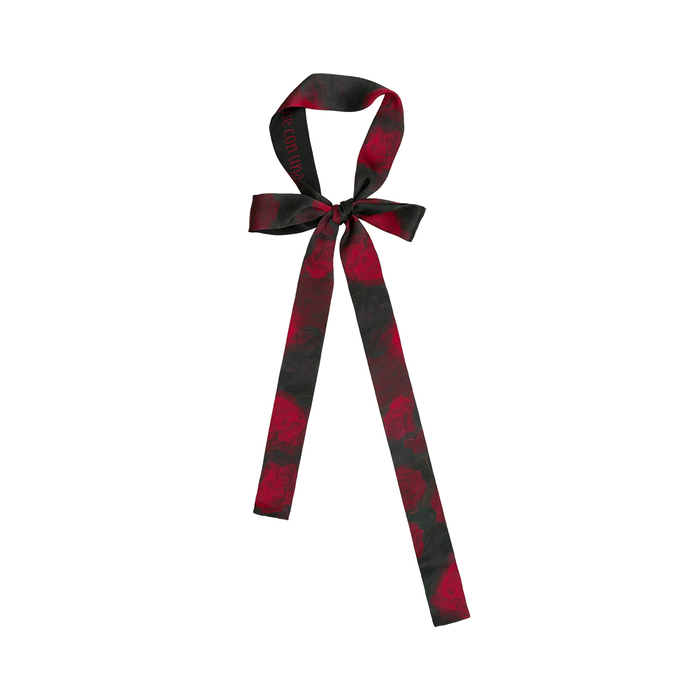 "La Rosa" Seidenband Schal - Schwarz & Rot