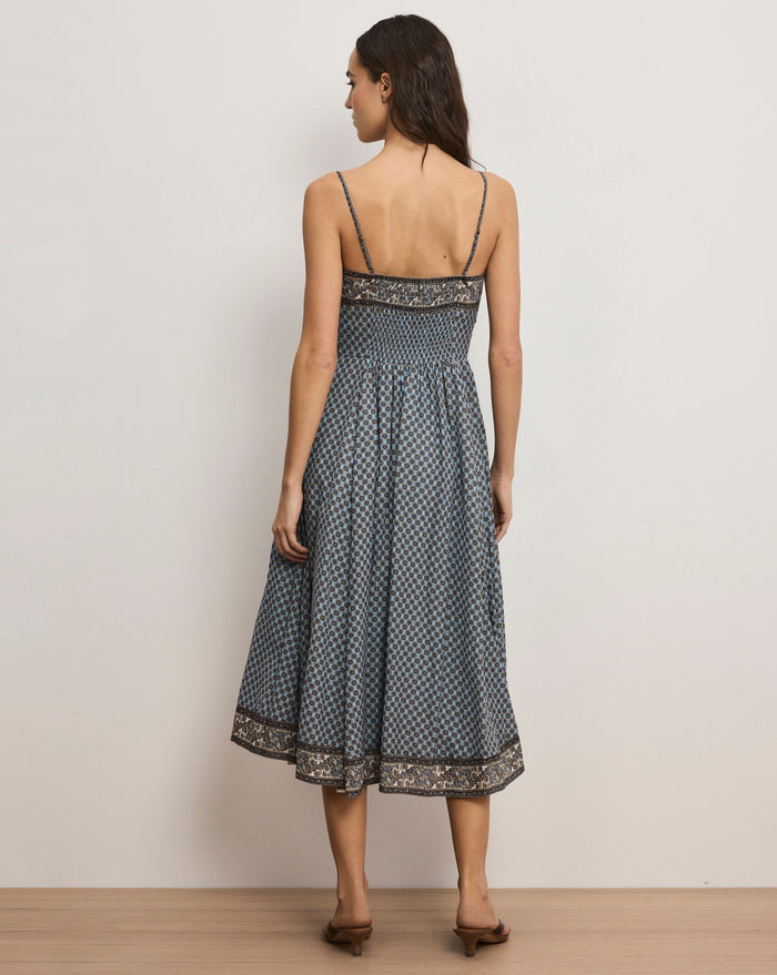 Veronica Beard Lana Scarf-Print Midi Dress - Blue Jay Multi