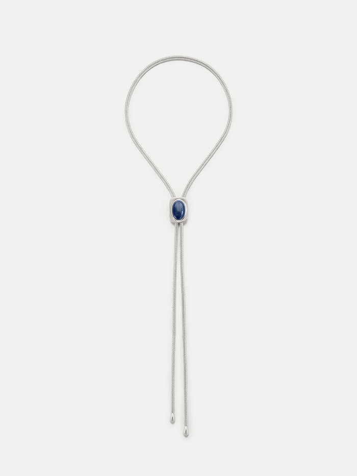 Veronica Beard Silver bolo tie with blue stone.