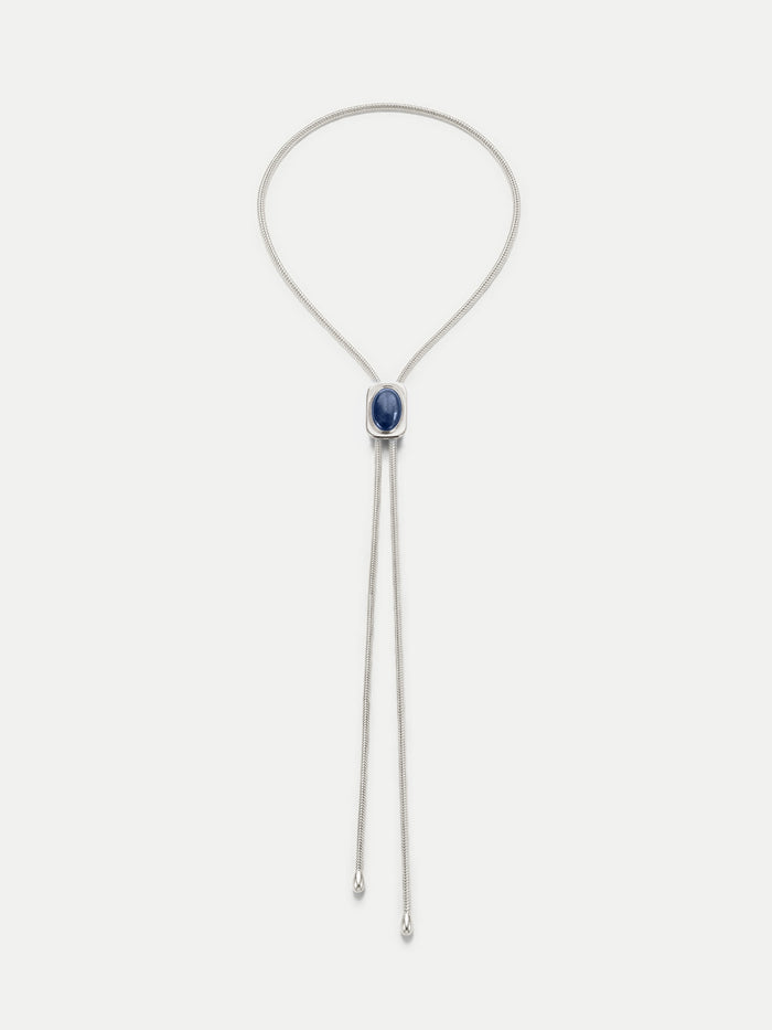 Veronica Beard Silver bolo tie with blue stone.