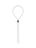 Veronica Beard Silver bolo tie with blue stone slider.