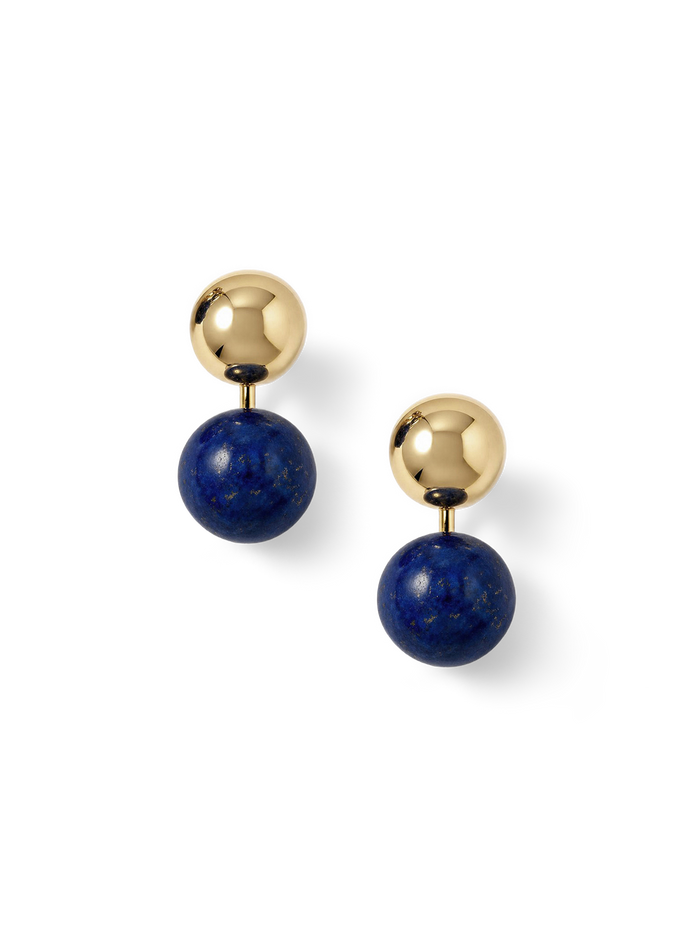 Veronica Beard Gold and lapis lazuli drop earrings.