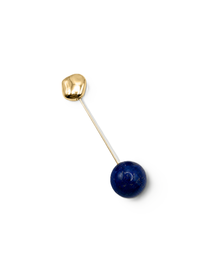 Veronica Beard Gold and blue lapis lazuli stick pin.